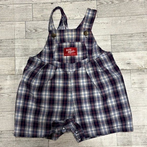 Vintage OshKosh B'gosh Blue Plaid Overalls | 6-9 Months - Picture 1 of 4
